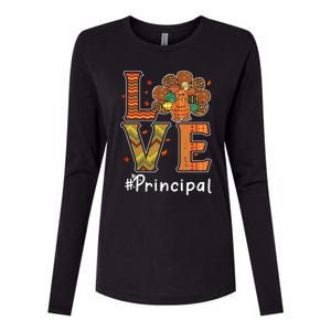 Funny Cute Principal Love Thanksgiving Leopard Turkey Autumn Fall Gift Womens Cotton Relaxed Long Sleeve T-Shirt