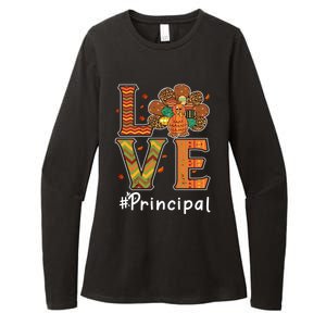 Funny Cute Principal Love Thanksgiving Leopard Turkey Autumn Fall Gift Womens CVC Long Sleeve Shirt