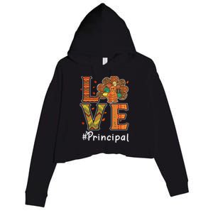 Funny Cute Principal Love Thanksgiving Leopard Turkey Autumn Fall Gift Crop Fleece Hoodie