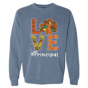 Funny Cute Principal Love Thanksgiving Leopard Turkey Autumn Fall Gift Garment-Dyed Sweatshirt