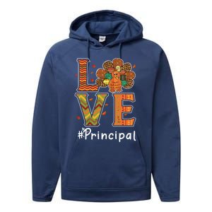 Funny Cute Principal Love Thanksgiving Leopard Turkey Autumn Fall Gift Performance Fleece Hoodie