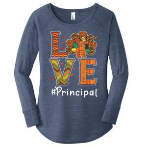 Funny Cute Principal Love Thanksgiving Leopard Turkey Autumn Fall Gift Women's Perfect Tri Tunic Long Sleeve Shirt