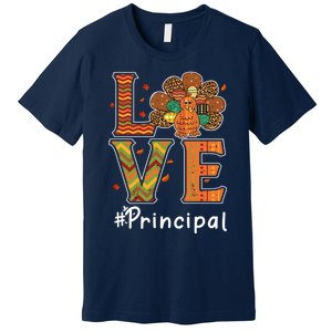 Funny Cute Principal Love Thanksgiving Leopard Turkey Autumn Fall Gift Premium T-Shirt