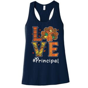 Funny Cute Principal Love Thanksgiving Leopard Turkey Autumn Fall Gift Women's Racerback Tank