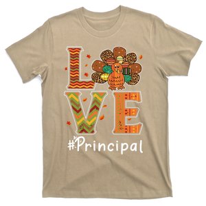 Funny Cute Principal Love Thanksgiving Leopard Turkey Autumn Fall Gift T-Shirt