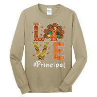 Funny Cute Principal Love Thanksgiving Leopard Turkey Autumn Fall Gift Tall Long Sleeve T-Shirt