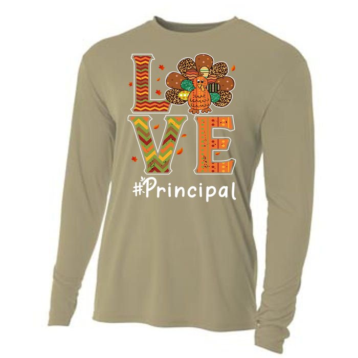 Funny Cute Principal Love Thanksgiving Leopard Turkey Autumn Fall Gift Cooling Performance Long Sleeve Crew