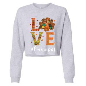 Funny Cute Principal Love Thanksgiving Leopard Turkey Autumn Fall Gift Cropped Pullover Crew