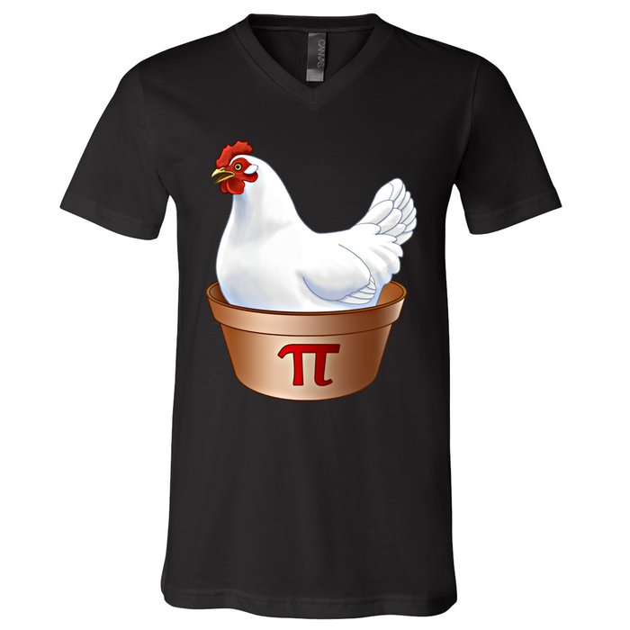 Funny Chicken Pot Pi (Pot Pie) Math Poultry Farmer Gift V-Neck T-Shirt