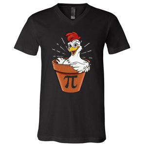 Funny Chicken Pot Pi Day Pie Math Lover Geek 3 14 V-Neck T-Shirt