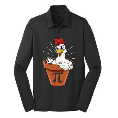 Funny Chicken Pot Pi Day Pie Math Lover Geek 3 14 Silk Touch Performance Long Sleeve Polo