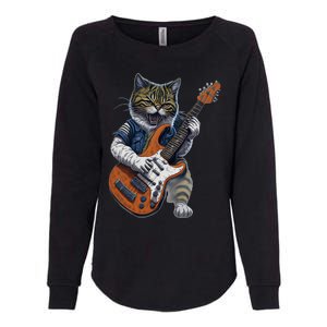 Funny Cat Playing Guitar Cat Lover Graphic Cats Kitten Lover Womens California Wash Sweatshirt