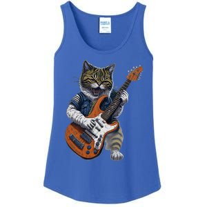 Funny Cat Playing Guitar Cat Lover Graphic Cats Kitten Lover Ladies Essential Tank