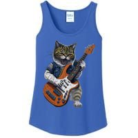 Funny Cat Playing Guitar Cat Lover Graphic Cats Kitten Lover Ladies Essential Tank