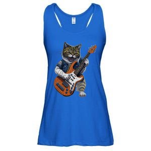 Funny Cat Playing Guitar Cat Lover Graphic Cats Kitten Lover Ladies Essential Flowy Tank