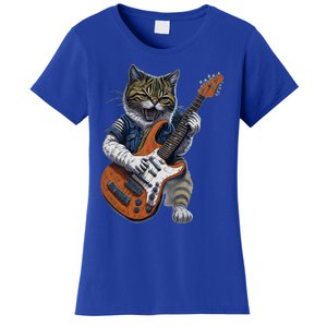 Funny Cat Playing Guitar Cat Lover Graphic Cats Kitten Lover Women's T-Shirt