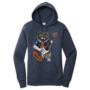 Funny Cat Playing Guitar Cat Lover Graphic Cats Kitten Lover Women's Pullover Hoodie