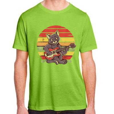 Funny Cat Playing Guitar Electric Guitarist Cat Rock Adult ChromaSoft Performance T-Shirt