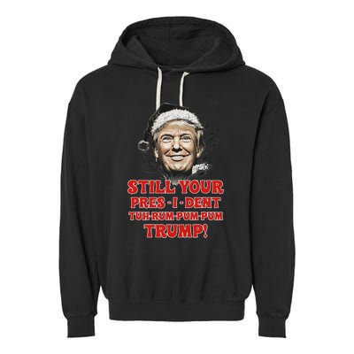 Funny Christmas President Trump Pajamas Ugly Christmas Garment-Dyed Fleece Hoodie