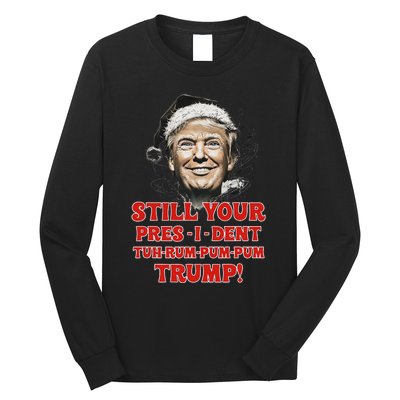 Funny Christmas President Trump Pajamas Ugly Christmas Long Sleeve Shirt