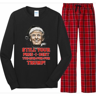 Funny Christmas President Trump Pajamas Ugly Christmas Long Sleeve Pajama Set