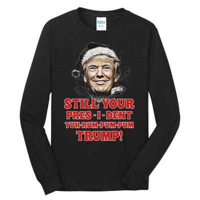 Funny Christmas President Trump Pajamas Ugly Christmas Tall Long Sleeve T-Shirt