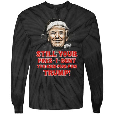 Funny Christmas President Trump Pajamas Ugly Christmas Tie-Dye Long Sleeve Shirt