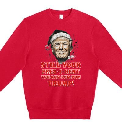 Funny Christmas President Trump Pajamas Ugly Christmas Premium Crewneck Sweatshirt