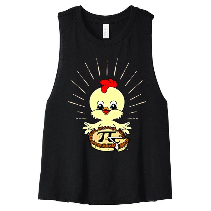 Funny Chicken Pot Pie Pi Day Math Lover 3 14 Nerd Mathematic Cool Gift Women's Racerback Cropped Tank