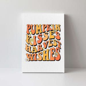 Funny Cute Pumpkin Kisses Harvest Wishes Retro Fall Autumn Thanksgiving Canvas