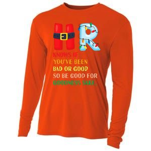 Funny Christmas Party HR Knows If You've Been Bad Or Good Cooling Performance Long Sleeve Crew