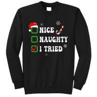 Funny Christmas Pajama Lights Nice Naughty I Tried Holiday Sweatshirt