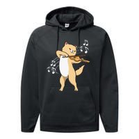 Funny Cat Playing Violin Giftt Cool Violinist Gift Performance Fleece Hoodie