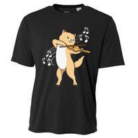 Funny Cat Playing Violin Giftt Cool Violinist Gift Cooling Performance Crew T-Shirt