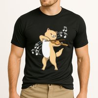 Funny Cat Playing Violin Giftt Cool Violinist Gift Cooling Performance Crew T-Shirt