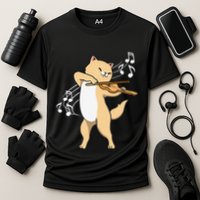 Funny Cat Playing Violin Giftt Cool Violinist Gift Cooling Performance Crew T-Shirt