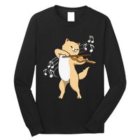 Funny Cat Playing Violin Giftt Cool Violinist Gift Long Sleeve Shirt