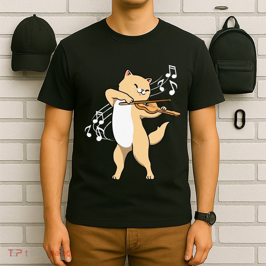 Funny Cat Playing Violin Giftt Cool Violinist Gift T-Shirt