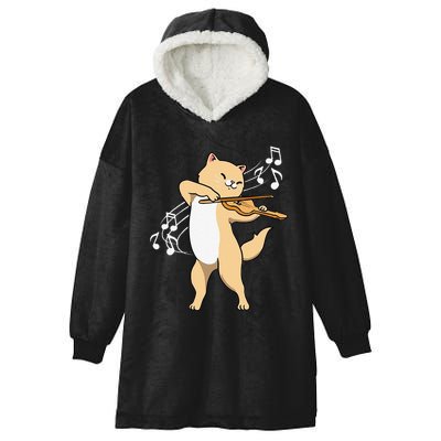 Funny Cat Playing Violin Giftt Cool Violinist Gift Hooded Wearable Blanket