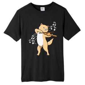 Funny Cat Playing Violin Giftt Cool Violinist Gift Tall Fusion ChromaSoft Performance T-Shirt