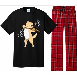 Funny Cat Playing Violin Giftt Cool Violinist Gift Pajama Set