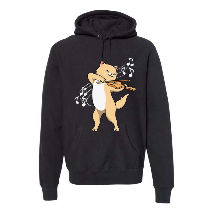 Funny Cat Playing Violin Giftt Cool Violinist Gift Premium Hoodie