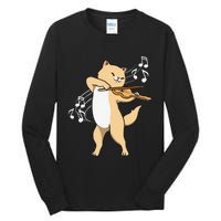 Funny Cat Playing Violin Giftt Cool Violinist Gift Tall Long Sleeve T-Shirt