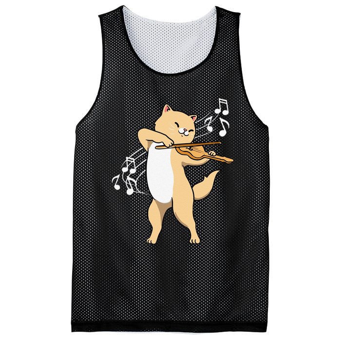 Funny Cat Playing Violin Giftt Cool Violinist Gift Mesh Reversible Basketball Jersey Tank