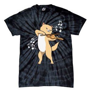 Funny Cat Playing Violin Giftt Cool Violinist Gift Tie-Dye T-Shirt