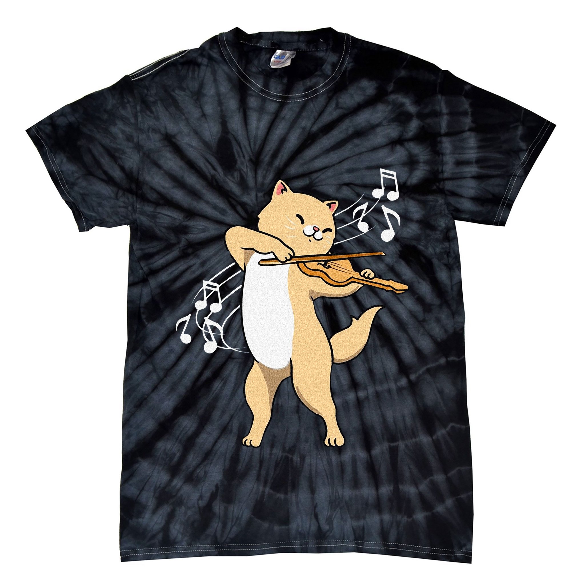 Funny Cat Playing Violin Giftt Cool Violinist Gift Tie-Dye T-Shirt