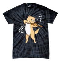 Funny Cat Playing Violin Giftt Cool Violinist Gift Tie-Dye T-Shirt