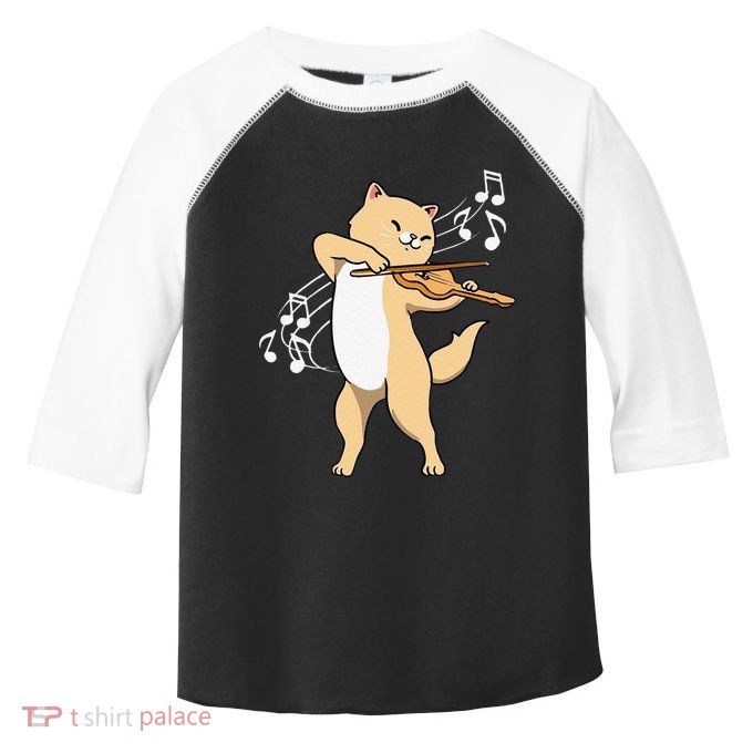 Funny Cat Playing Violin Giftt Cool Violinist Gift Toddler Fine Jersey T-Shirt