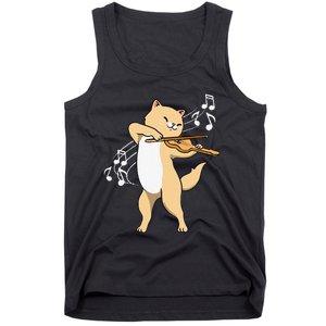 Funny Cat Playing Violin Giftt Cool Violinist Gift Tank Top