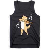 Funny Cat Playing Violin Giftt Cool Violinist Gift Tank Top